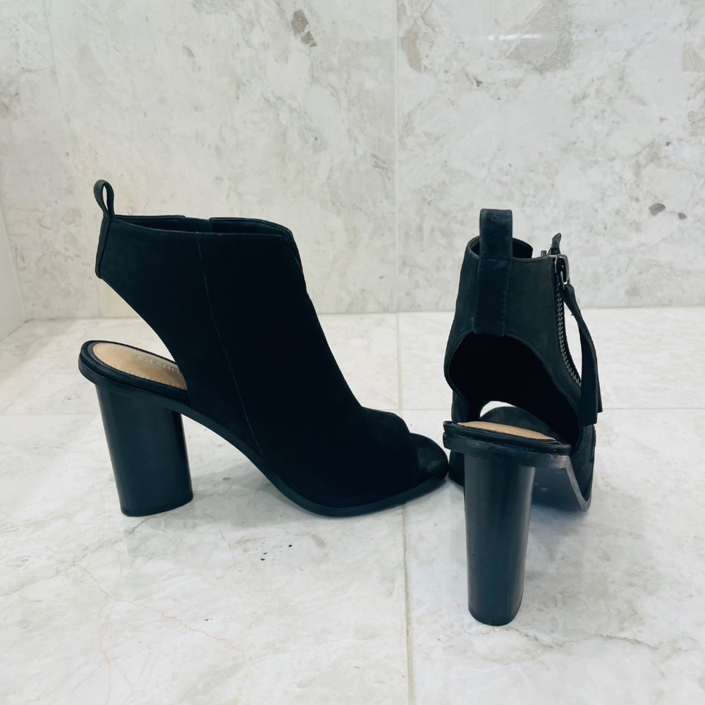 GIANNI BINI {6} Booties Black Suede Block Heel Side Zip "Tylar" - Picture 5 of 13